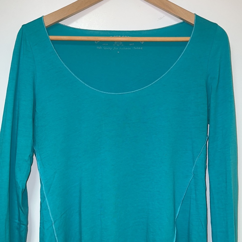 💥TOPS SALE💥 COMPTOIR DES COTONNIERS LONG SLEEVE T-SHIRT IN TURQUOISE - Picture 2 of 4